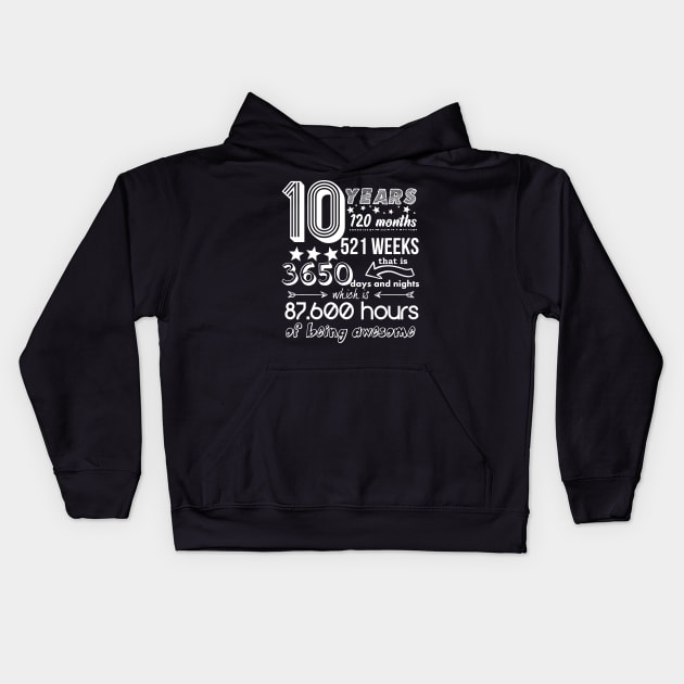 10 Years Old 10th Birthday Funny Old School 120 Month Kids Hoodie by Bezra